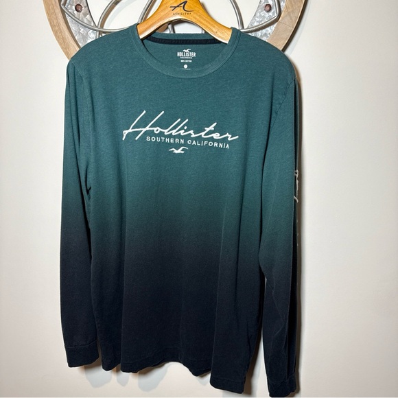 Hollister Other - Hollister Men's Ombré Green Long Sleeve Cotton Shirt Size Large